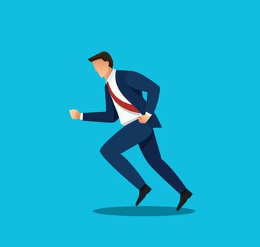 silhouette illustration of a businessman running vector