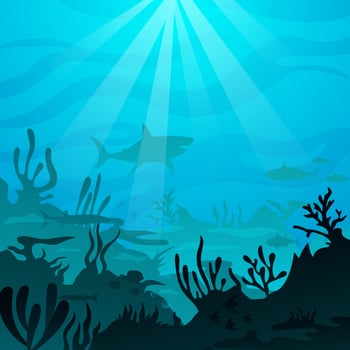 Background of Ocean Blue Sea with Fish vector