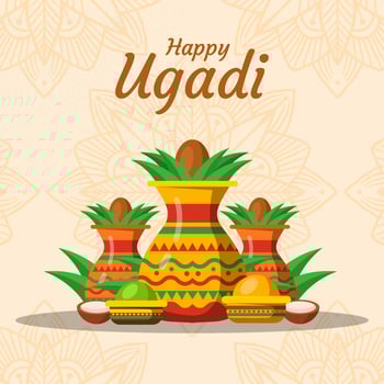 flat design happy ugadi gudi padwa illustration vector