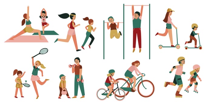 Family Fitness Icons Collection vector