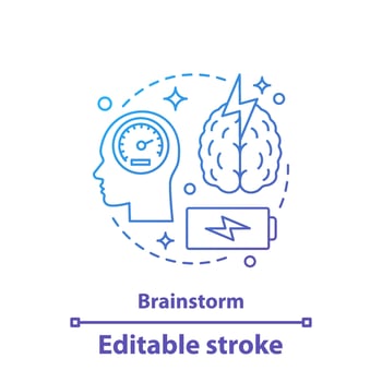 Brainstorm concept icon. Thinking process idea thin line illustration. Solution searching. Ideas generation. Vector isolated outline drawing. Editable stroke