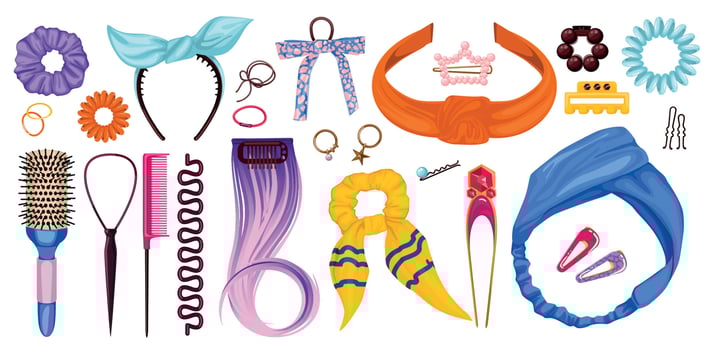 Hairdressers Items Color Set vector