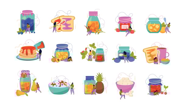 Jam Production Icons Collection vector