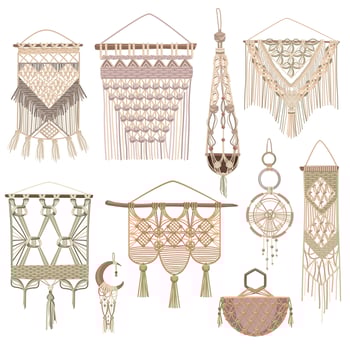 Macrame Objects Set vector