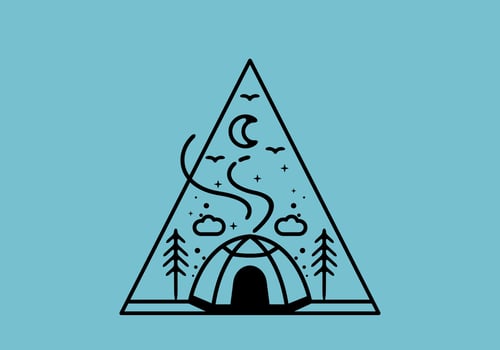 Line art illustration of camping tent vector