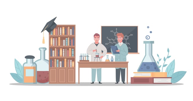 College University Cartoon Composition vector