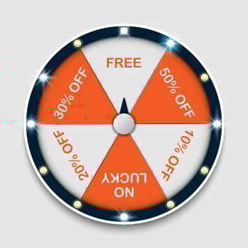 Spinning fortune wheel, lucky roulette, online promotion events, vector illustration