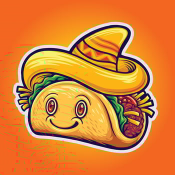 Cute delicious tacos restaurant logo Vector illustrations for your work Logo, mascot merchandise t-shirt, stickers and Label designs, poster, greeting cards advertising business company or brands.