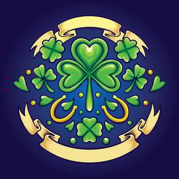 St patricks clover day with vintage ribbon vector