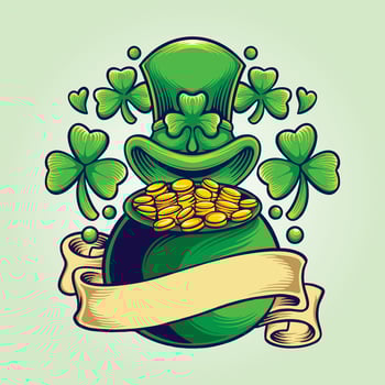 St patricks money cans with vintage ribbon vector