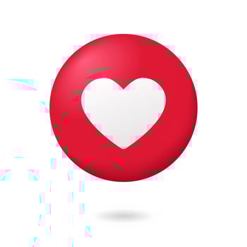 Vector illustration of 3D heart icon in a circle shape. Suitable for social media like button, love and dating app element, and valentine ornament.