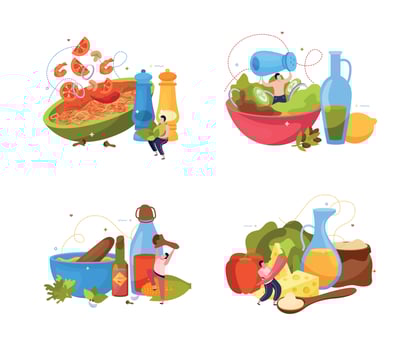Spices 2x2 Flat Design Concept vector