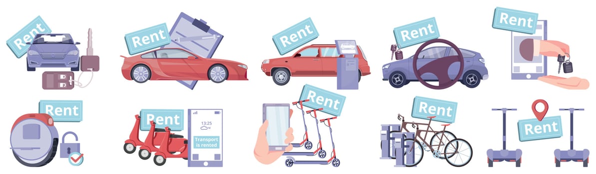 Transport Sharing Icon Set vector