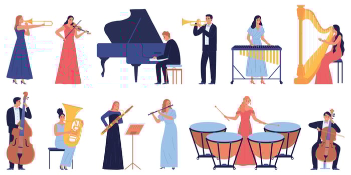 Orchestral Musicians Icon Set vector