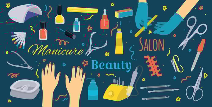 Manicure Icons Flat Composition vector