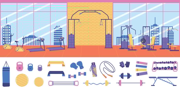 Fitness Gym Color Set vector