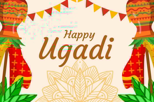 happy ugadi illustration background flat design vector