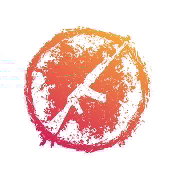 grunge emblem with assault rifle, automatic gun vector