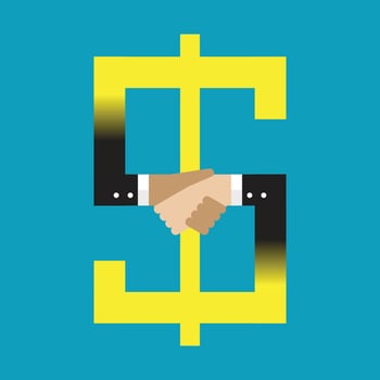Businessmen work for a mutual benefit vector