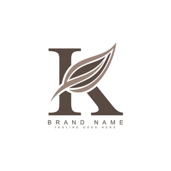K Letter Leaf Logo - Organic Logo for Initial Letter K vector