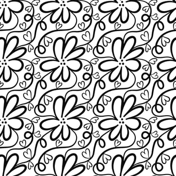 Doodle Daisy Flower Line Art Pattern vector