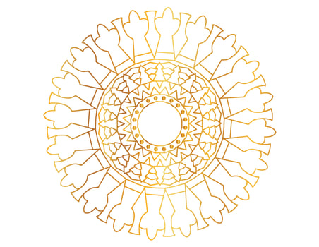 Mandala Art with golden gradient, designing, background, vector