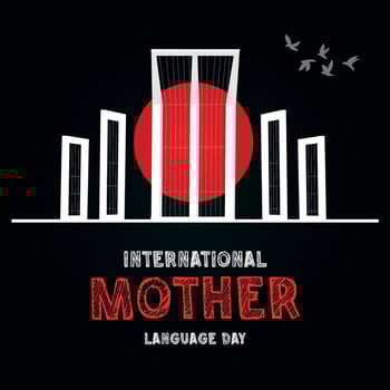 International Mother language Day social media post design in black background vector