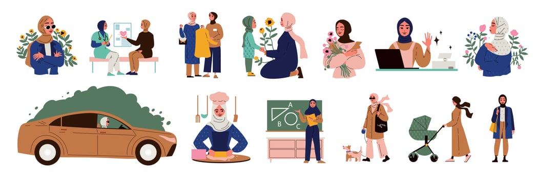 Hijab Woman Set vector