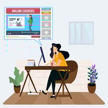 Women working in office online courses study vector image. Vector Illustration