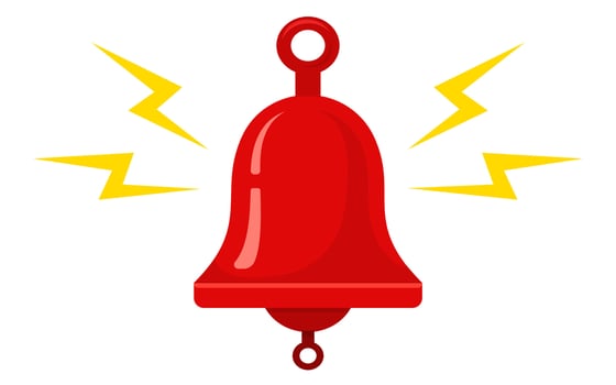 Vector icon of red metallic bell.