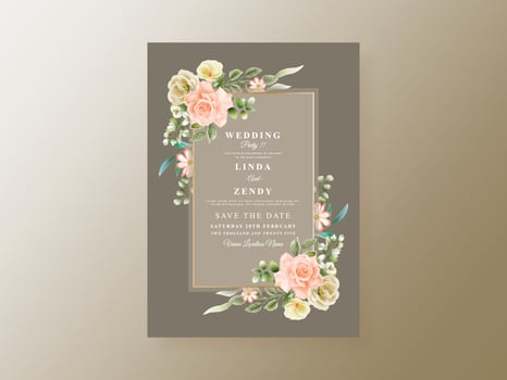 unique floral wedding invitation card template vector