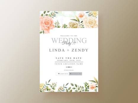 unique floral wedding invitation card template vector