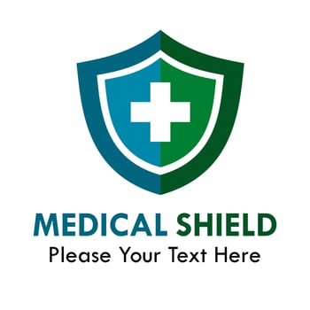 Medical shield logo design template illustration. there are shield and symbol medical vector