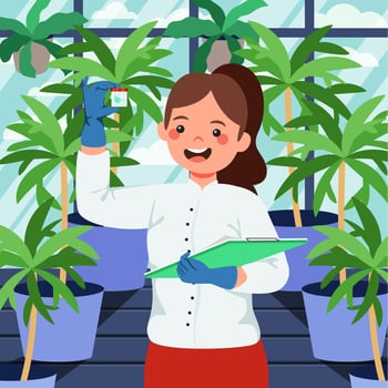 Botanist Observing Plants vector