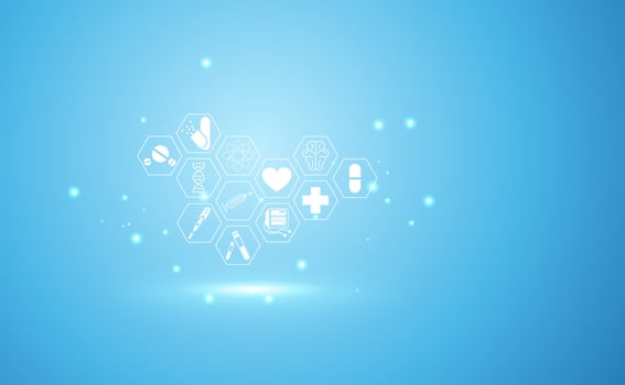 Abstract health medical science healthcare icon digital technology science concept modern innovation,Treatment,medicine on hi tech future blue background. for wallpaper, template, web design vector