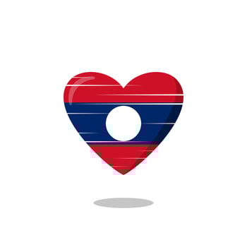 Laos flag shaped love illustration vector
