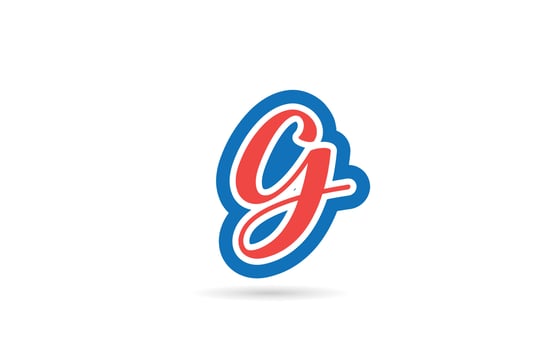 red blue handwritten G alphabet letter logo design icon. Creative template for business and company vector