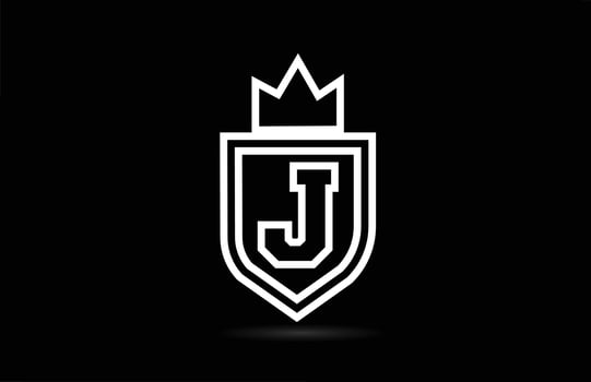 J alphabet letter logo icon design with wings. Creative template for business and company in white and black vector