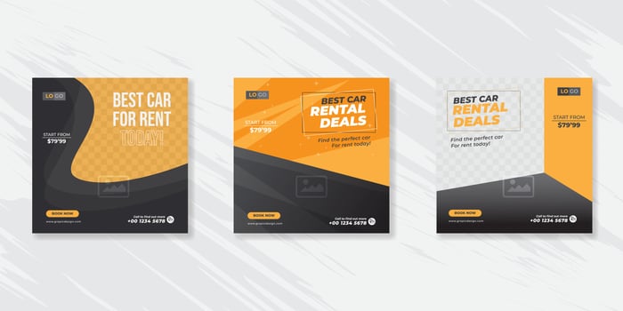 Rent a car banner for social media post template vector