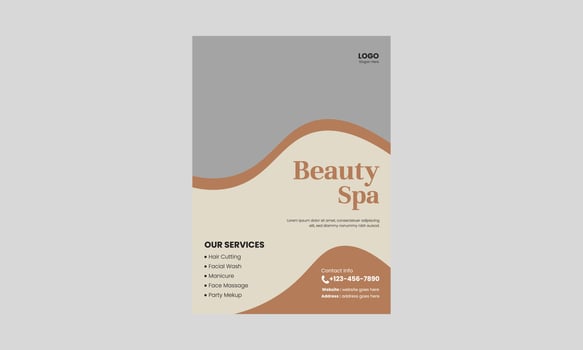 Spa, beauty, and massage flyer design template. Beauty spa hair salon print ready flyer template design. leaflet,  a4 size, flyer, cover, poster, brochure design vector
