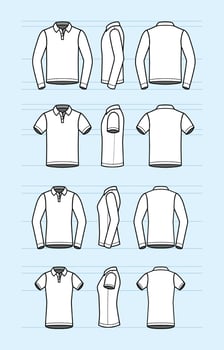 Outline Polo Shirt Mock Up for Men and Women vector