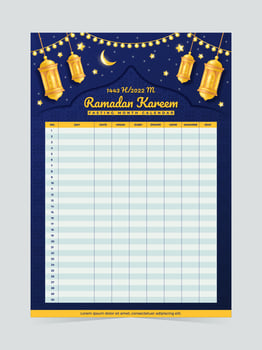 Fasting Month Calendar Template vector
