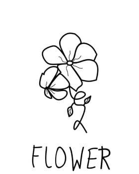 Vector Hand Drawn Line Art Drawing of Flower. Minimalist Trendy Contemporary Floral Design Perfect for Wall Art, Prints, Social Media, Posters, Invitations, Branding Design, Copy Space.