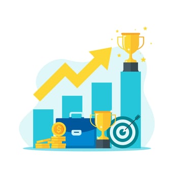 Business investment vector illustration concept in flat style. Money, coin, profit, graph icon suitable for many purposes.