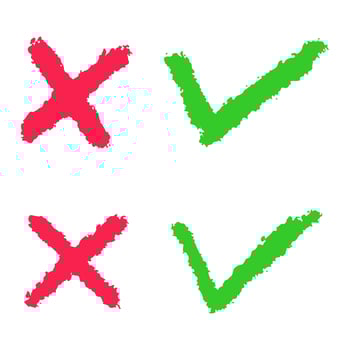 Tick and cross  signs. Checkmark OK and X icons. vector