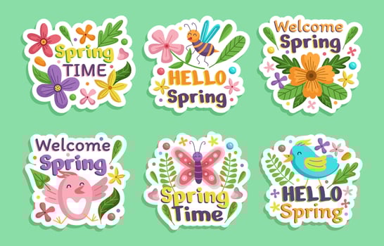 Element of Spring Season Sticker Set vector