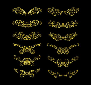 Gold Borders Elements Set Collection, ornament Vector