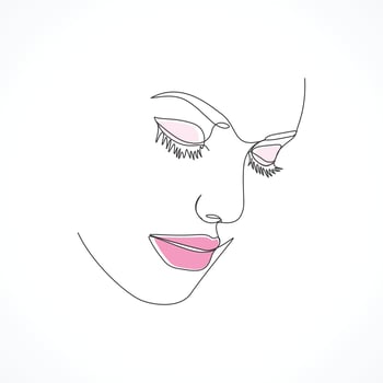 woman face line art, fashion beauty concept, woman minimalist, vector
