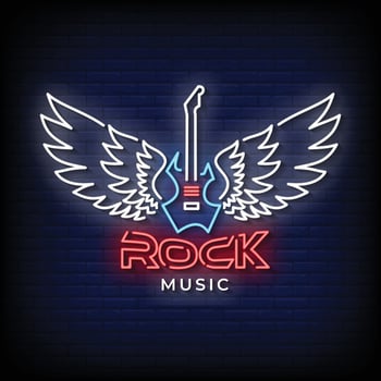 Rock Music Neon Signs Style Text Vector