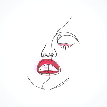 Continuous woman face line art, fashion beauty concept, woman minimalist, lady face outline vector